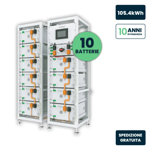 Kit Rack Accumulo HV 105.4kWh LFP 512V 206Ah 100A BMS Bianco
