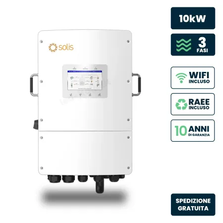 Inverter Ibrido Trifase LV Solis 10kW WiFi CEI 0-21 Bianco IP66