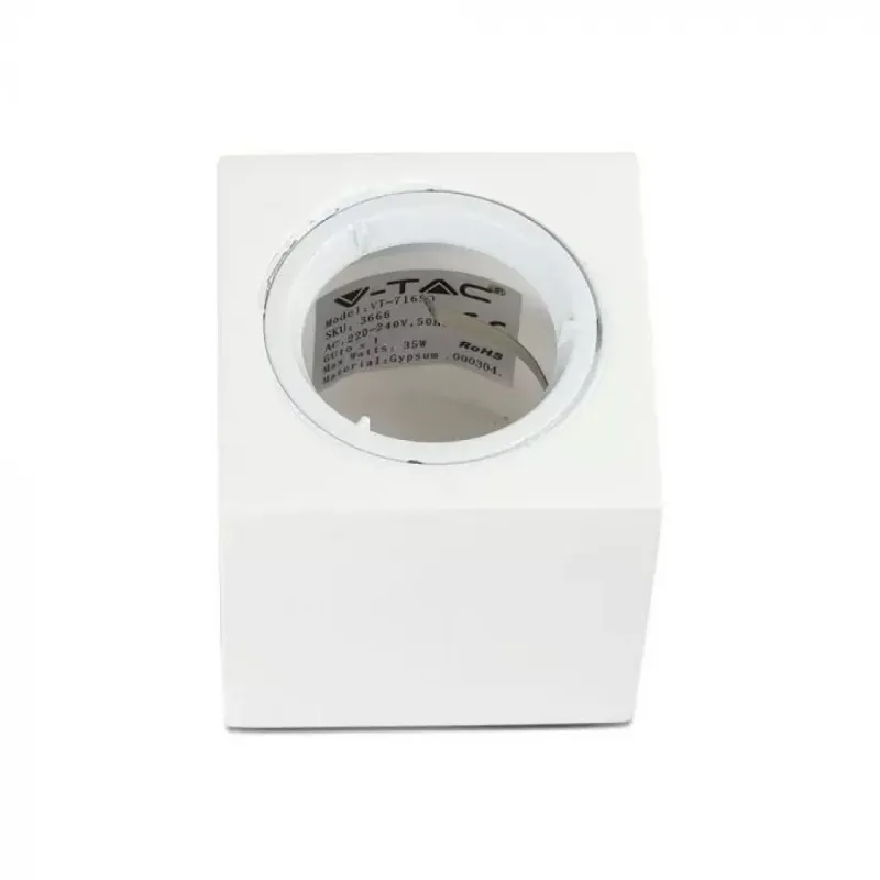 GU10 Fitting Square Gypsum with Aluminium Ring White