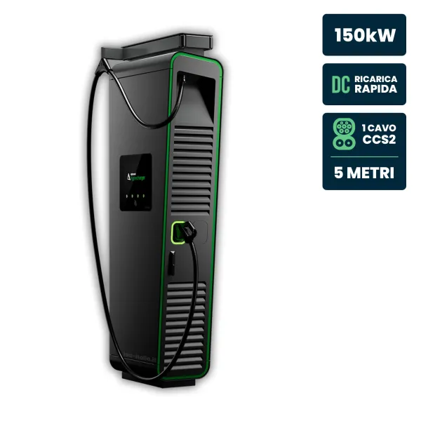 Hypercharger DC 150kW Cavo 5m IP55 IK10 Display Colori 15.6" e RFID