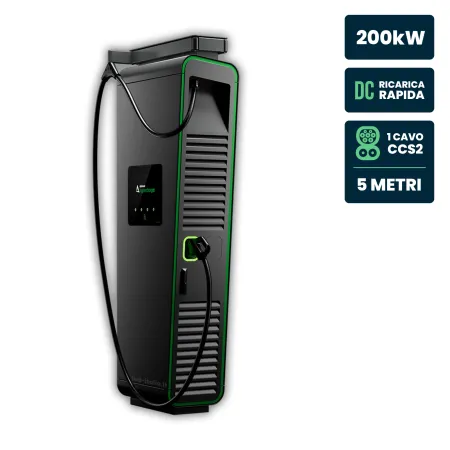 Hypercharger DC 200kW Cavo 5m IP55 IK10 Display Colori 15.6" e RFID