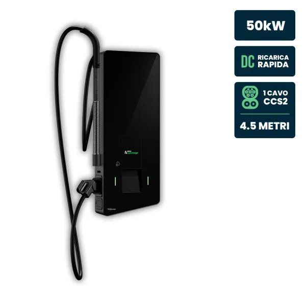 Hypercharger DC 50kW Cavo 4.5m IP55 IK10 Display Colori 10" e RFID