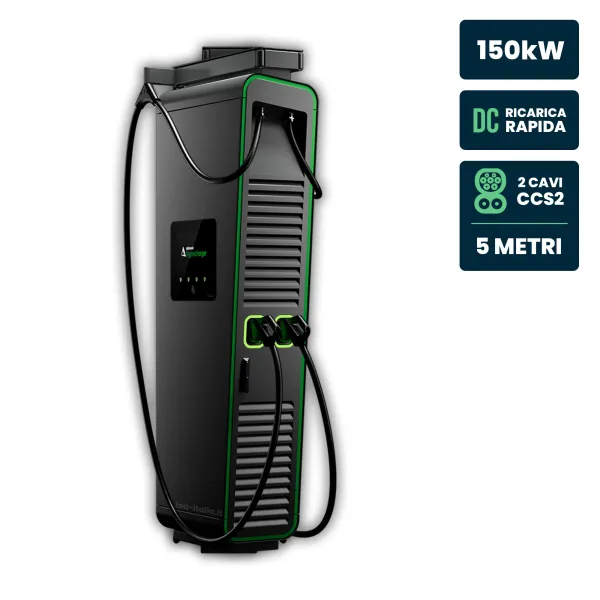 Hypercharger DC 2x75kW Doppio Cavo 5m IP55 IK10 Colori 15.6" e RFID