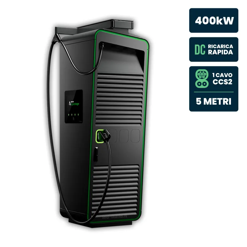 Hypercharger DC 400kW Cavo 5m IP55 IK10 Display Colori 15.6" e RFID