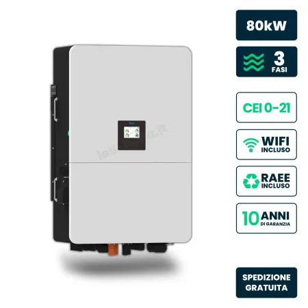 Inverter Ibrido Trifase HV Deye 80kW WiFi CEI 0-21 Bianco IP65