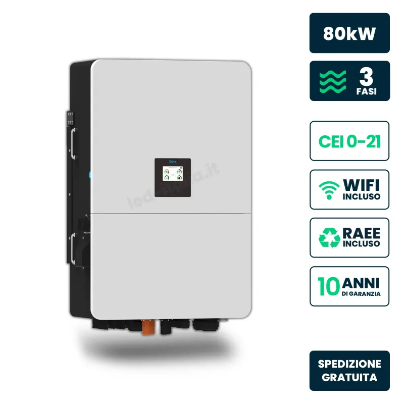 Inverter Ibrido Trifase HV Deye 80kW WiFi CEI 0-21 Bianco IP65