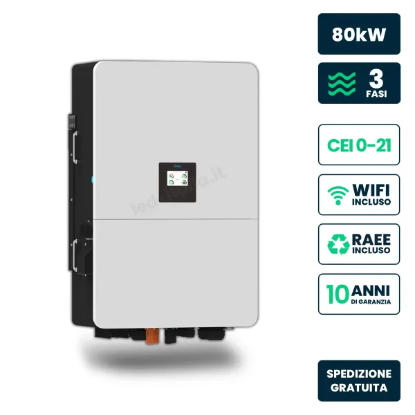 Inverter Ibrido Trifase HV Deye 80kW WiFi CEI 0-21 Bianco IP65