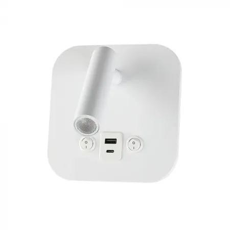 8W LED BEDSIDE LIGHT ALUMINUM+PC WITH CREE CHIP 3000K WHITE BODY IP20, USB/TYPE C CHARGING