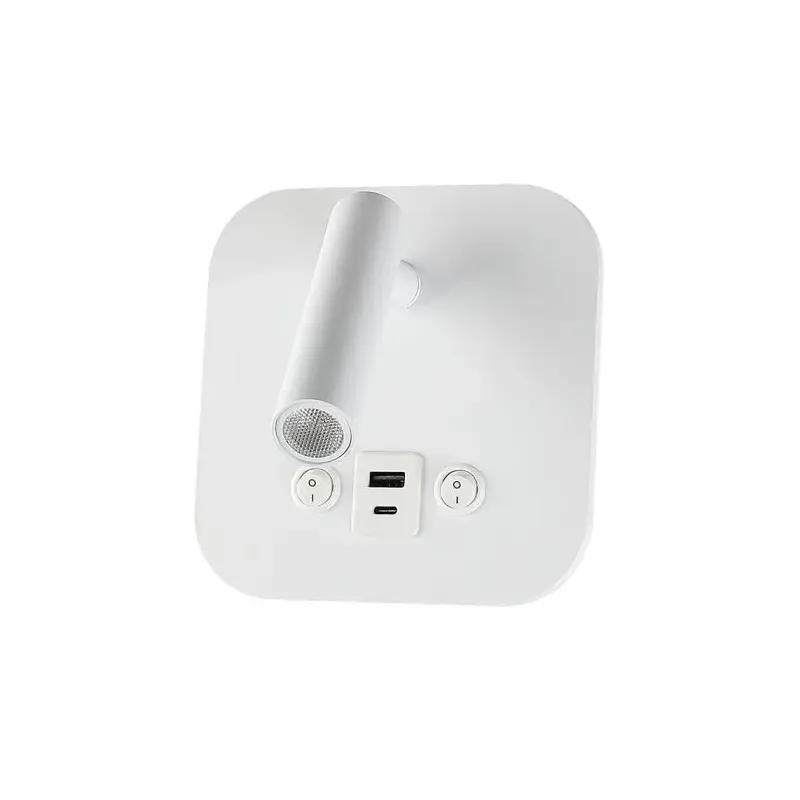 8W LED BEDSIDE LIGHT ALUMINUM+PC WITH CREE CHIP 3000K WHITE BODY IP20, USB/TYPE C CHARGING