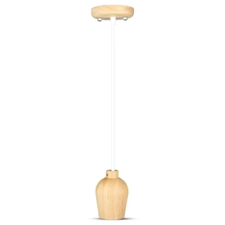Wooden Pendant Light White Wire