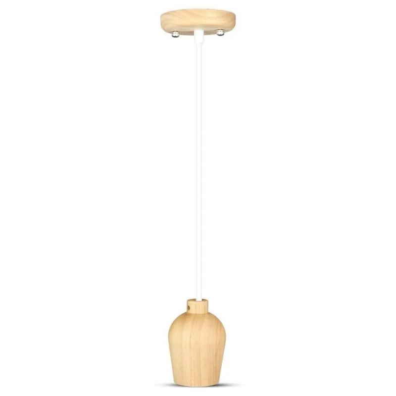 Wooden Pendant Light White Wire