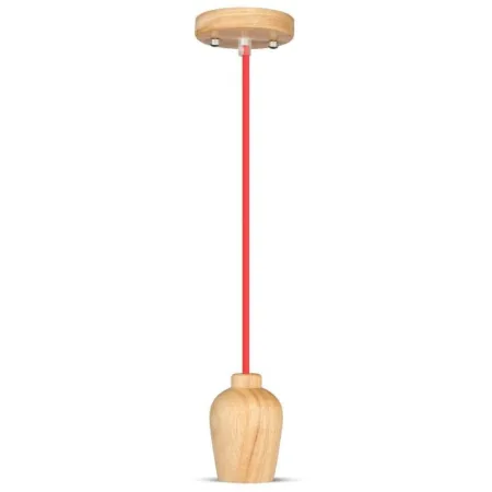 Wooden Pendant Light Red Wire