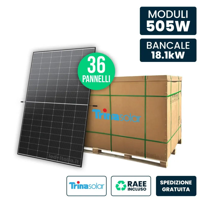 Bancale 18kW con 36 Pannelli Solari 505W Trina Vertex | Energy Clevellet 18kw