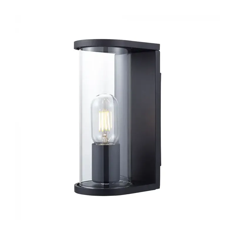 1*E27 WALL LAMP LIGHT HOLDER WITH SMOKY GLASS -MATT BLACK