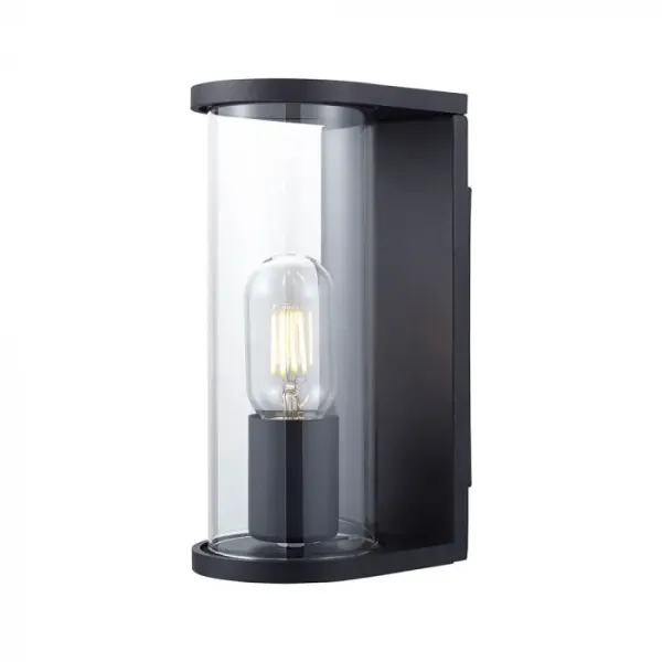 1*E27 WALL LAMP LIGHT HOLDER WITH SMOKY GLASS -MATT BLACK