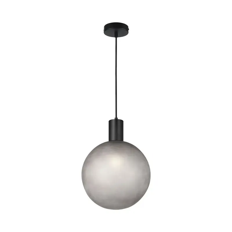 E27 DECORATIVE HANGING LAMP (D100*H25mm) MATT BLACK+SMOKEY GREY