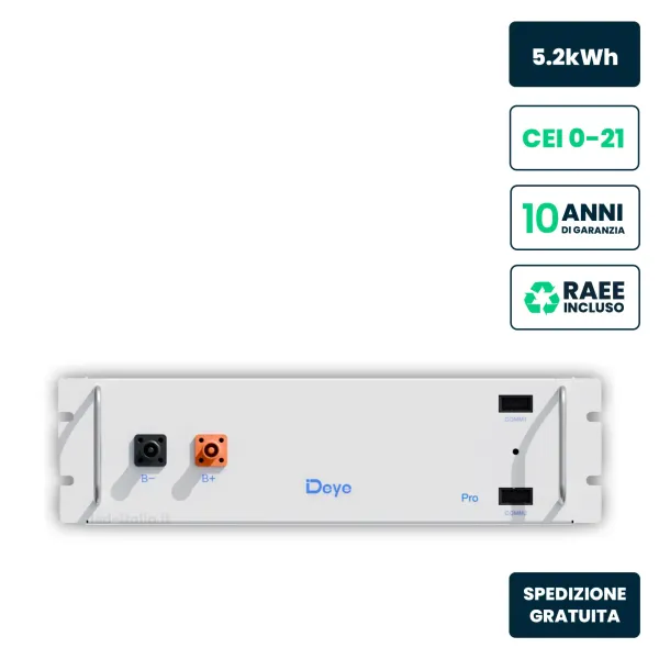 Batteria Accumulo HV Rack Deye 5.12kWh | Energy Clever