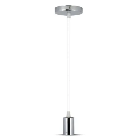 Chrome Metal Cup Pendant Light White