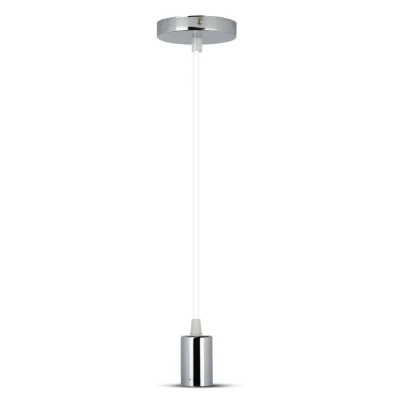Chrome Metal Cup Pendant Light White