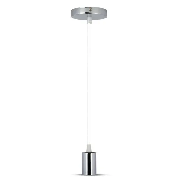 Chrome Metal Cup Pendant Light White