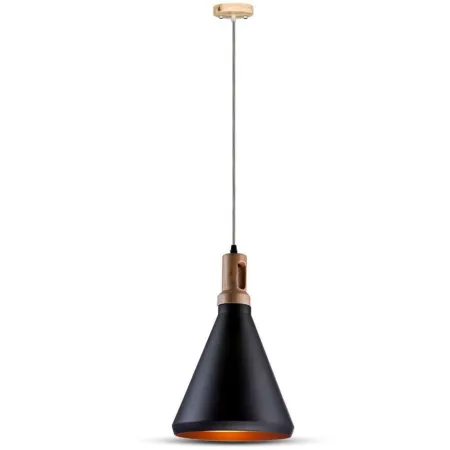 Modern Pendant Light Wooden Top Black Color