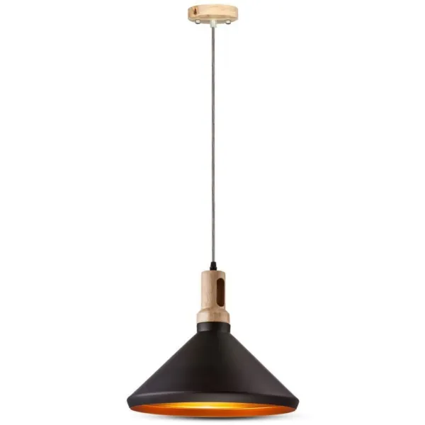 Modern Pendant Light Long Black Wooden Top