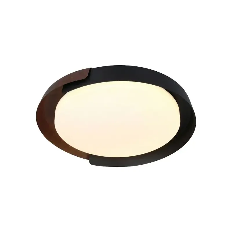 48W LED Decorative Ceiling Lamp (D500*H80mm) 3in1 Remote Control Dimmable Black+Wood Grain