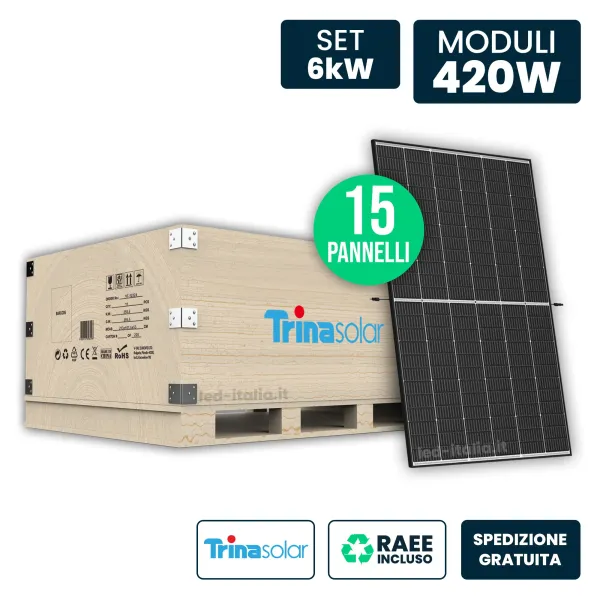 Set 6kW con 15 Pannelli Solari 420W Trina Vertex S+| Energy Clever