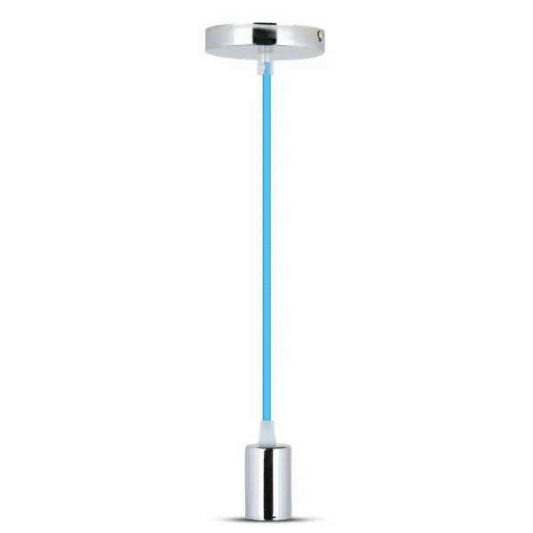 Chrome Metal Cup Pendant Light Blue