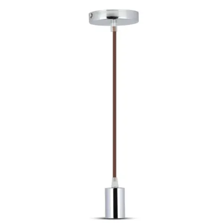 Chrome Metal Cup Pendant Light Brown