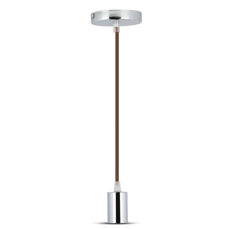 Chrome Metal Cup Pendant Light Brown