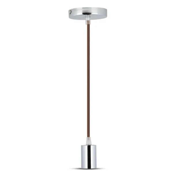 Chrome Metal Cup Pendant Light Brown