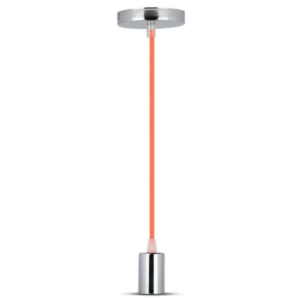 Chrome Metal Cup Pendant Light Orange