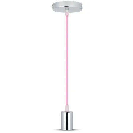 Chrome Metal Cup Pendant Light Pink