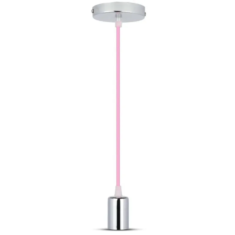 Chrome Metal Cup Pendant Light Pink