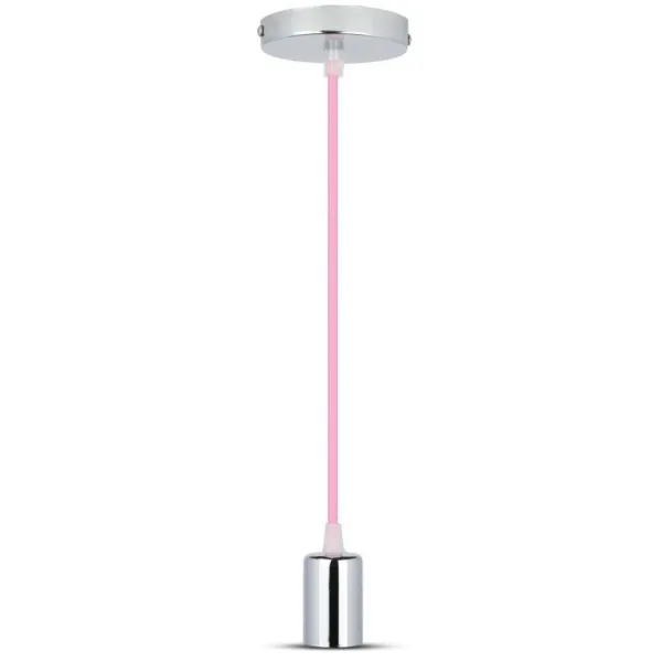 Chrome Metal Cup Pendant Light Pink