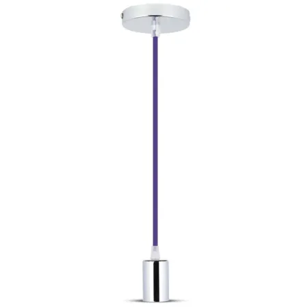 Chrome Metal Cup Pendant Light Purple