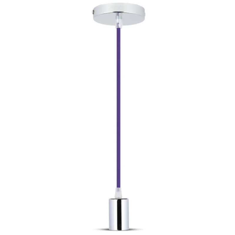 Chrome Metal Cup Pendant Light Purple