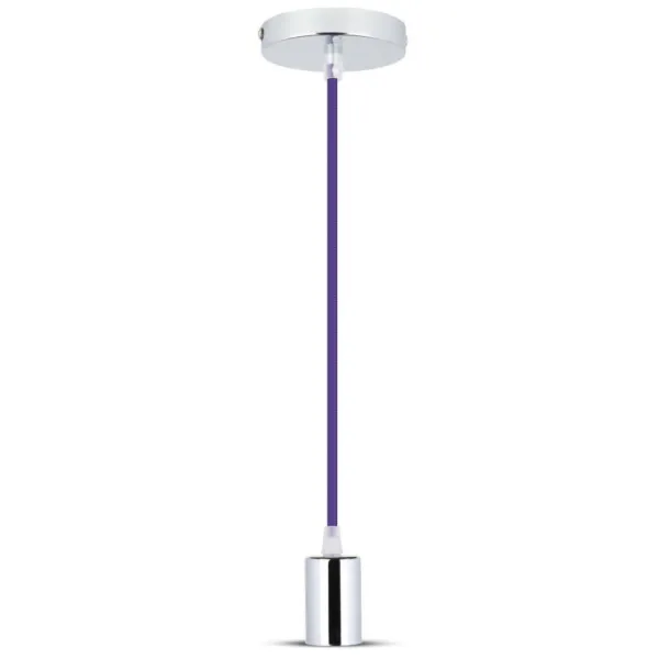 Chrome Metal Cup Pendant Light Purple