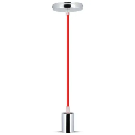 Chrome Metal Cup Pendant Light Red