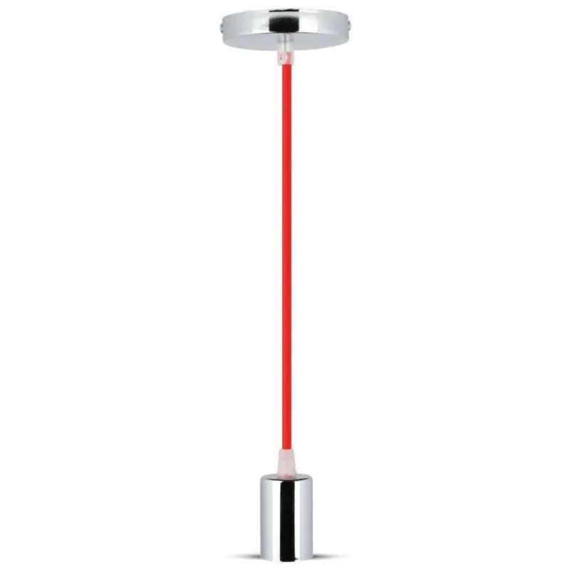 Chrome Metal Cup Pendant Light Red