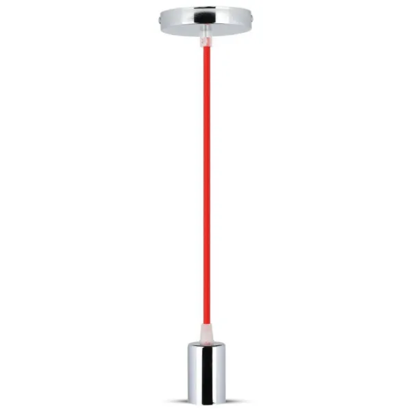 Chrome Metal Cup Pendant Light Red