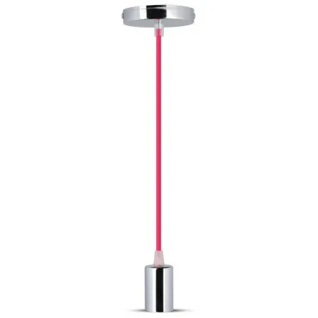 Chrome Metal Cup Pendant Light Rose Red