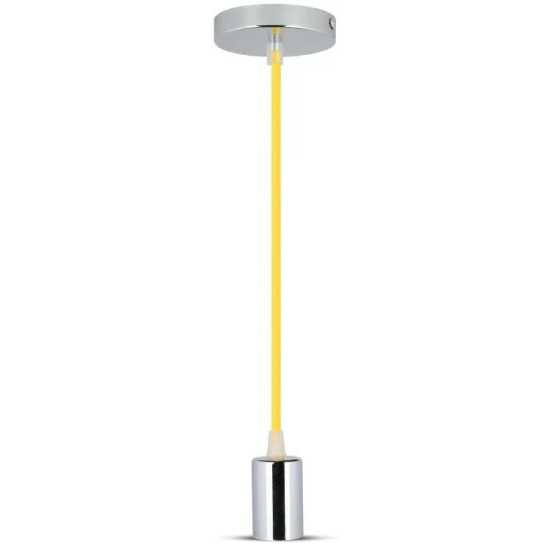 Chrome Metal Cup Pendant Light Yellow