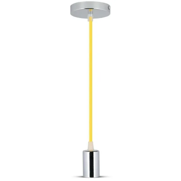 Chrome Metal Cup Pendant Light Yellow