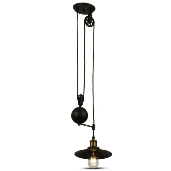 Metal Pendant Light Black Adjustable
