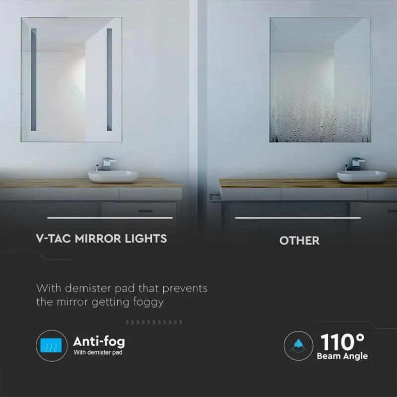 V-TAC Specchio LED Rettangolare da Bagno | Energy Clever