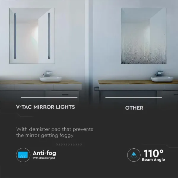V-TAC Specchio LED Rettangolare da Bagno | Energy Clever