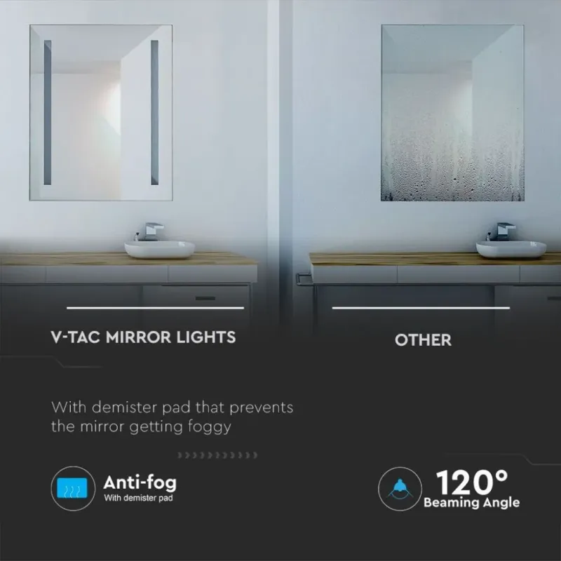 V-TAC Specchio LED Rettangolare da Bagno | Energy Clever