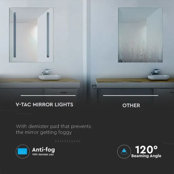 V-TAC Specchio LED Rettangolare da Bagno | Energy Clever